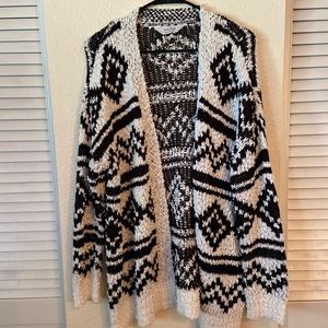 B&W Aztec Knit Cardigan